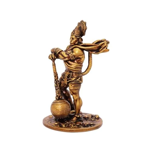 Rudram Bahubali Hanuman Ji Murti Statue for Home, Car Dashboard, Altars, Hindu Deity Figurine, Office Desk, Study Room (Small)