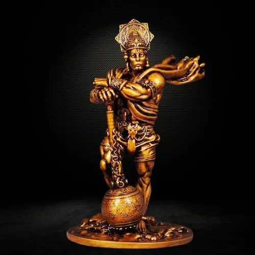 Rudram Bahubali Hanuman Ji Murti Statue for Home, Car Dashboard, Altars, Hindu Deity Figurine, Office Desk, Study Room (Small)