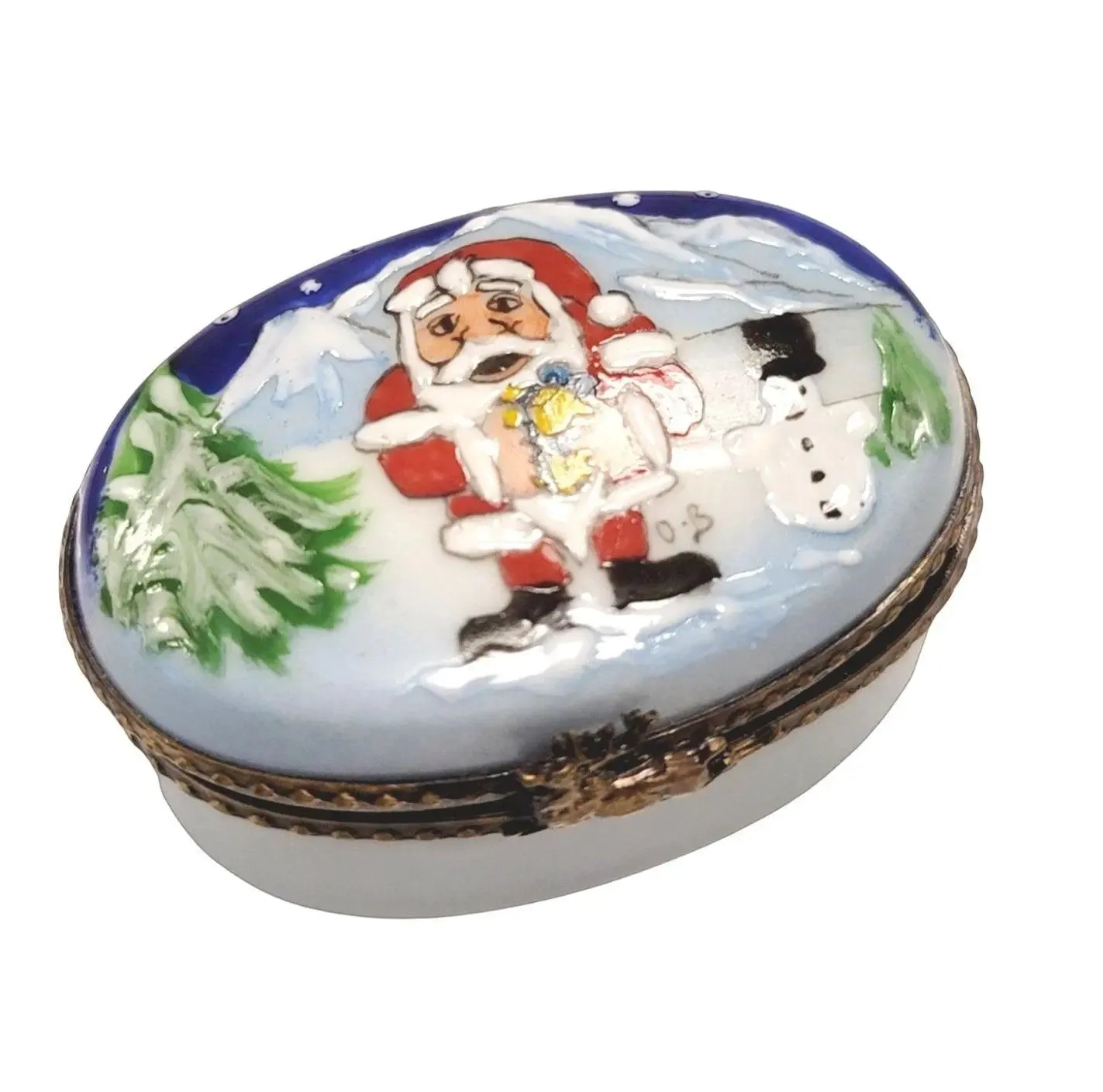 Santa w Snowman Oval