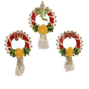 Saudeep India Subh Labh Ganesh Door Hanging Auspicious Home Decor for Good Luck and Prosperity(Red)