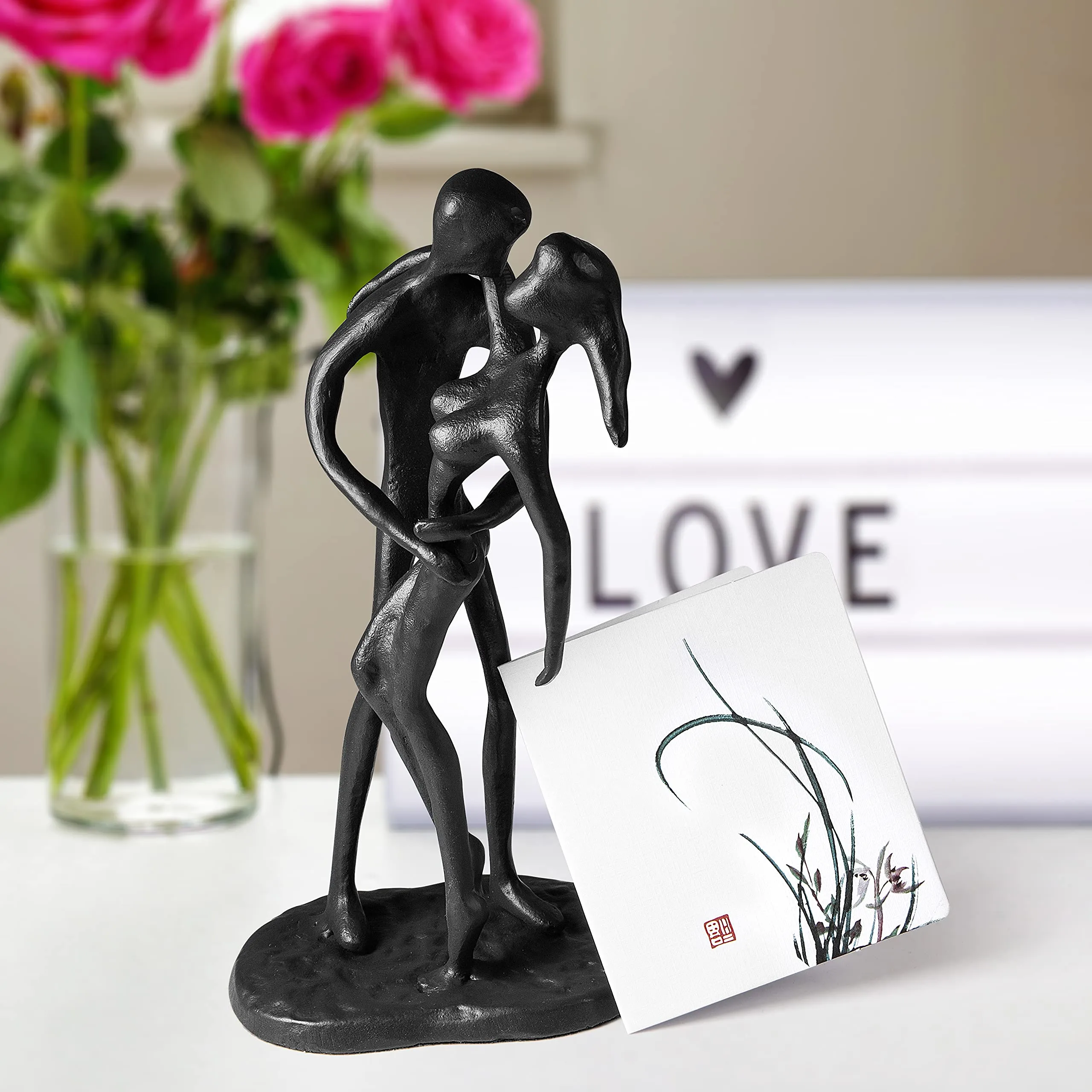 Sennesy Handcrafted Couples Sculpture - Romantic Iron Statue