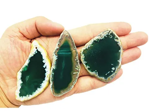 ShinyShaw 10 PCS Polished Agate Light Table Slices,Healing Crystals Geode Stones，Irregular Home Decoration Jewelry Making (Green)