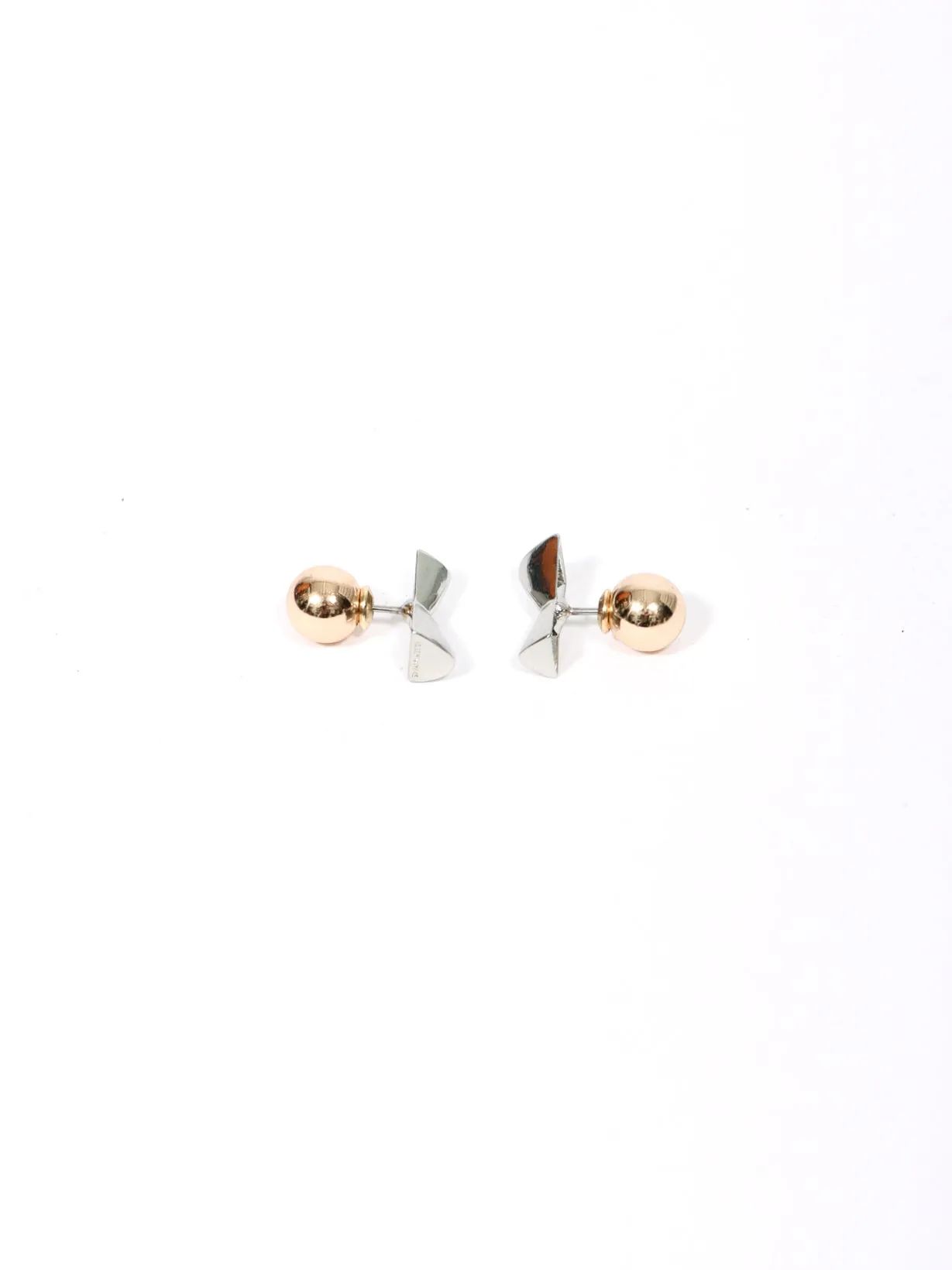 Small Sculptures Earrings in Silver and Brass by Issey Miyake