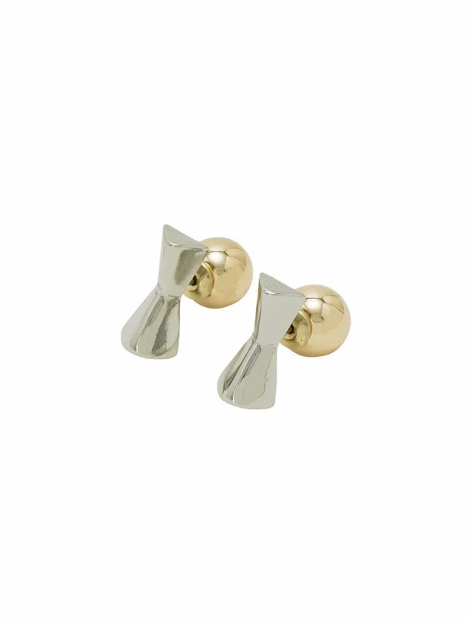 Small Sculptures Earrings in Silver and Brass by Issey Miyake