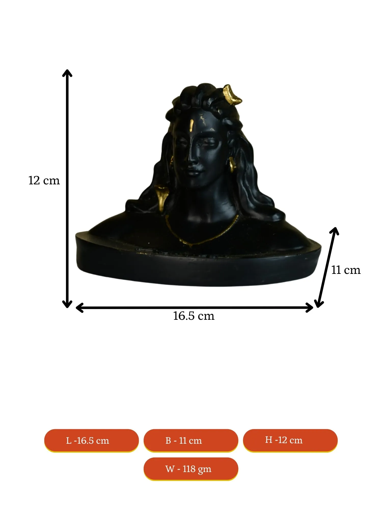 Sowpeace Resin Adiyogi Mini showpiece, Set of 1 Premium Resin Made Table Top Home Decor for Living Room and Gifting(16 cm,Black)