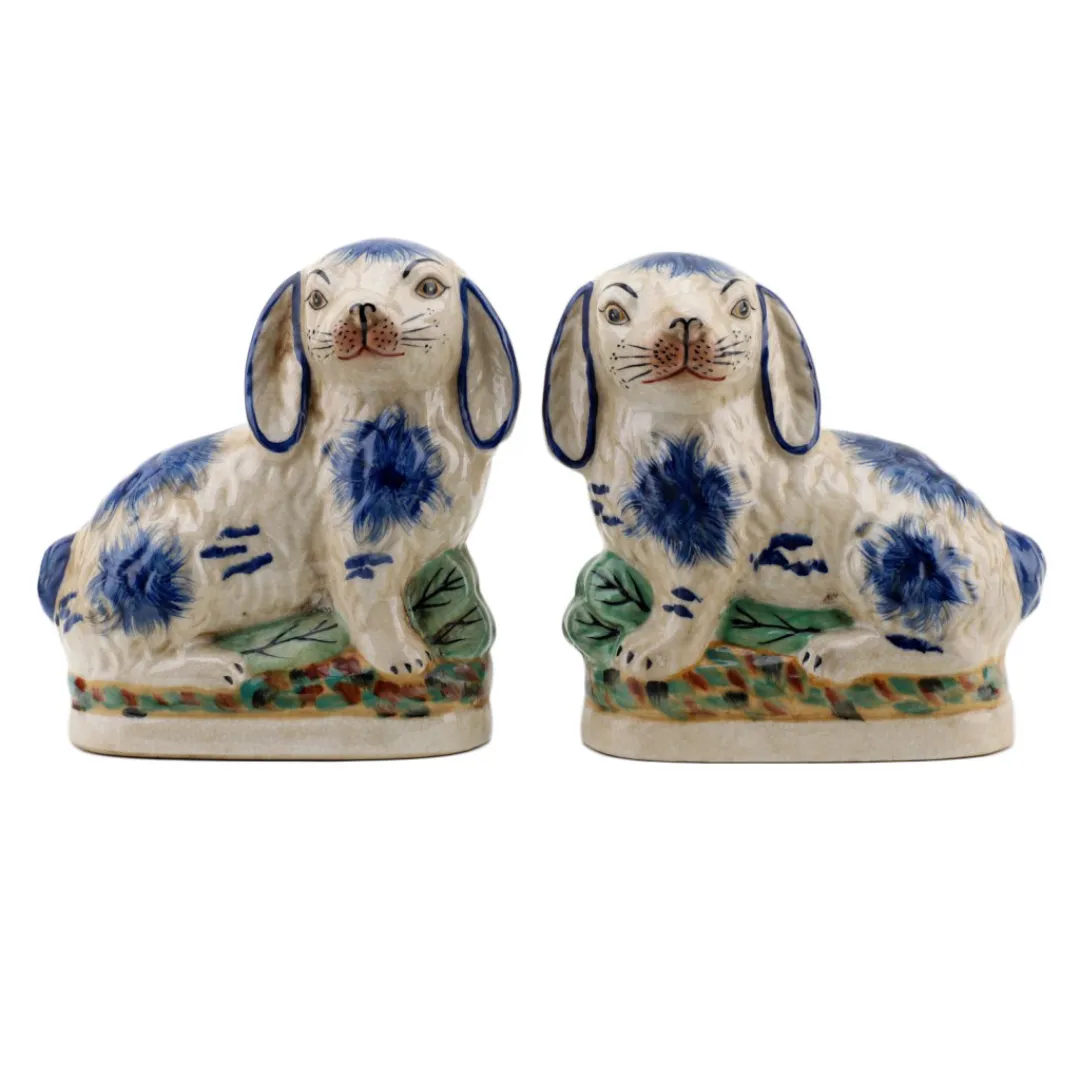 Staffordshire Bunny Hares in Blue