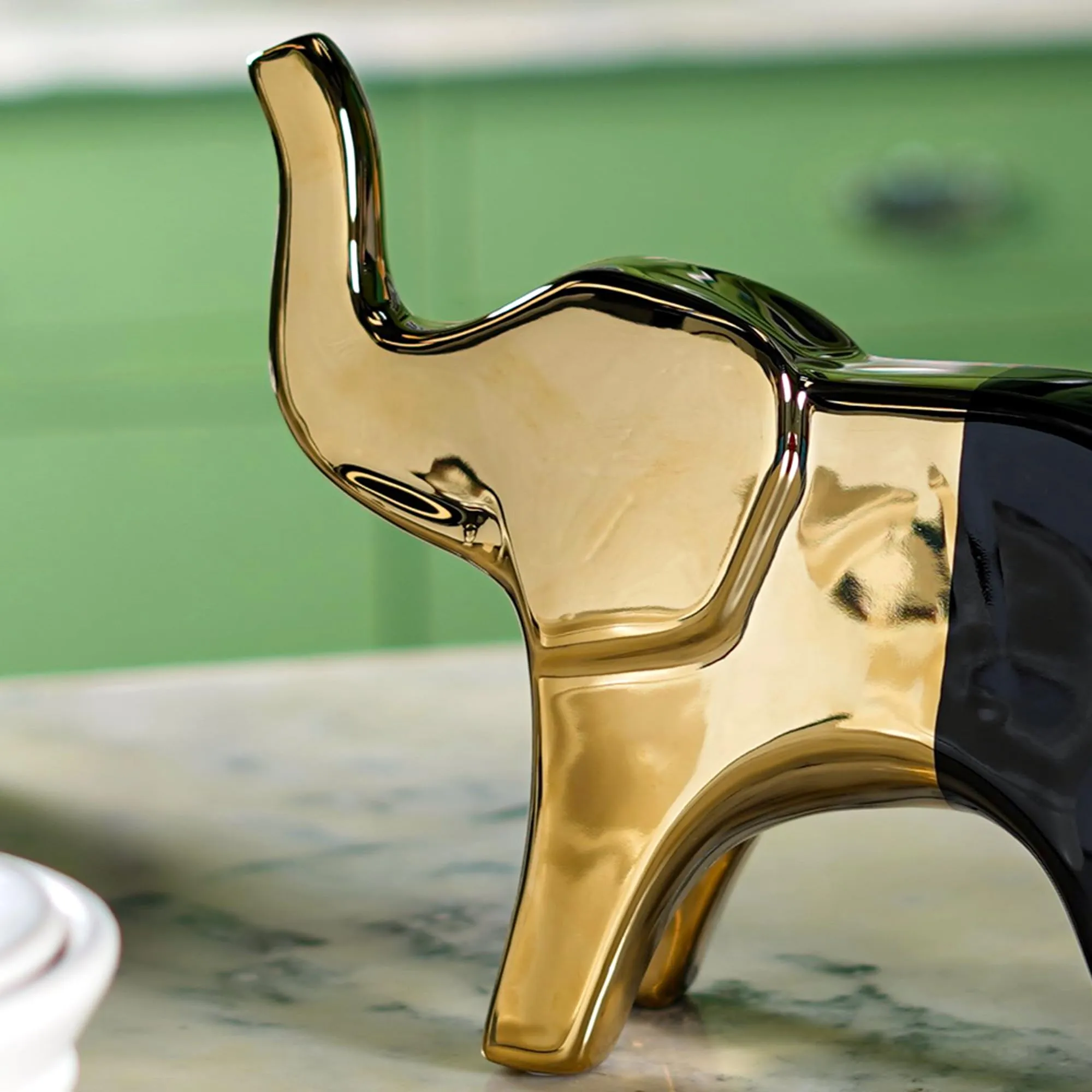 The Artment your artistic apartment Nordic Elegance Gold Elephant Ceramic Sculpture Showpiece for Table Top, Office/Home Decor