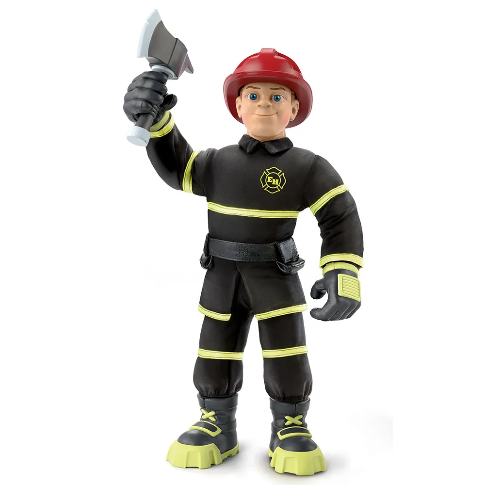 The Ashton-Drake Galleries Fireman Finn Action Figure Huggable Cloth Body with Soft Sturdy Jointed Poseable Vinyl Head Hands Feet and Authentic Cloth Fireman Uniform 14"-inches