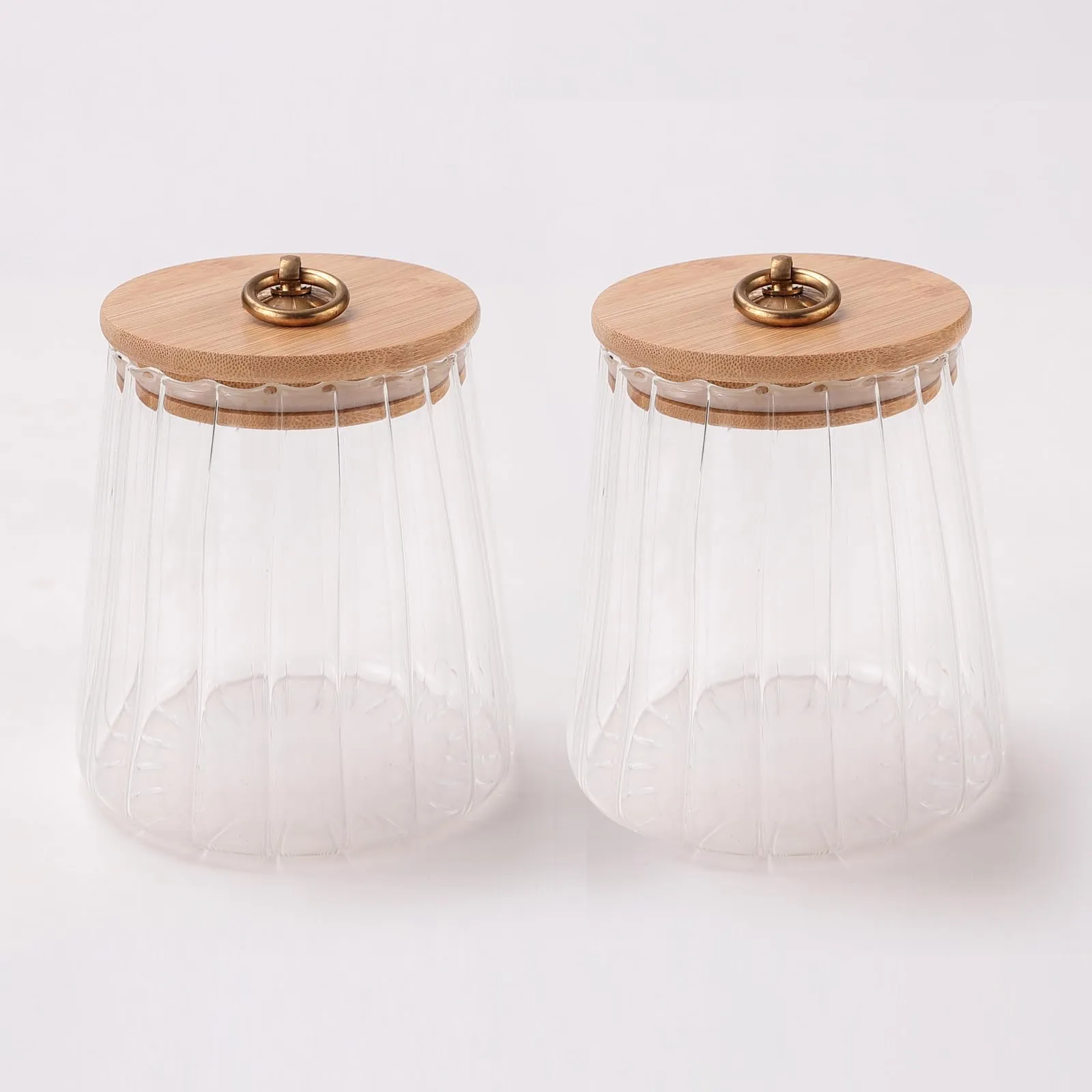 USHA SHRIRAM Borosilicate Containers With Wooden Lid (620ml - 2Pcs) | Glass Container Jar For Kitchen Storage | Microwave Safe | Kitchen Containers Box With Air Tight Lid | Kitchen Organisers