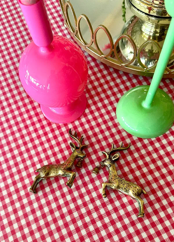 Vintage Brass Reindeer, Leaping with Bell In Mouth, 2 Available, Sold Separately