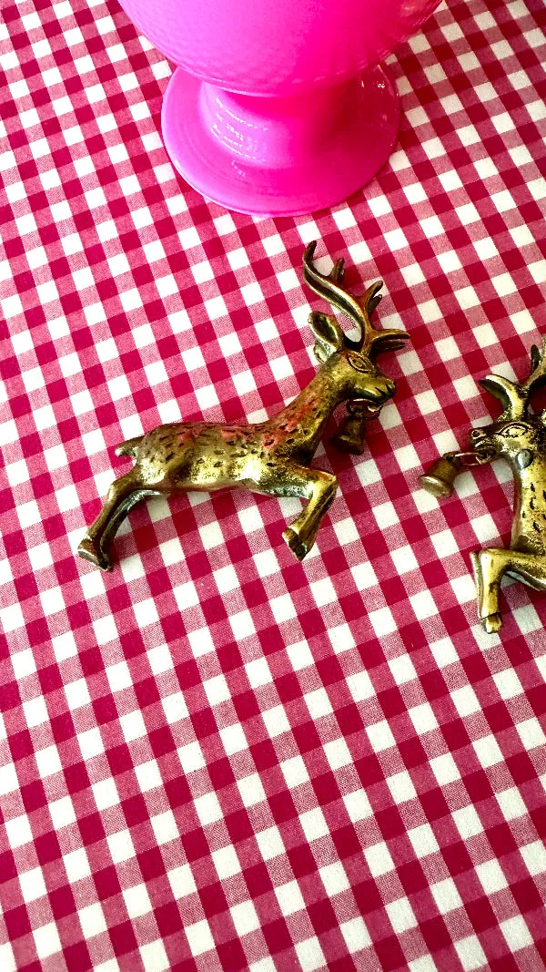 Vintage Brass Reindeer, Leaping with Bell In Mouth, 2 Available, Sold Separately