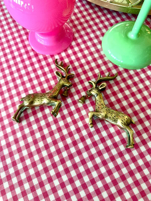 Vintage Brass Reindeer, Leaping with Bell In Mouth, 2 Available, Sold Separately