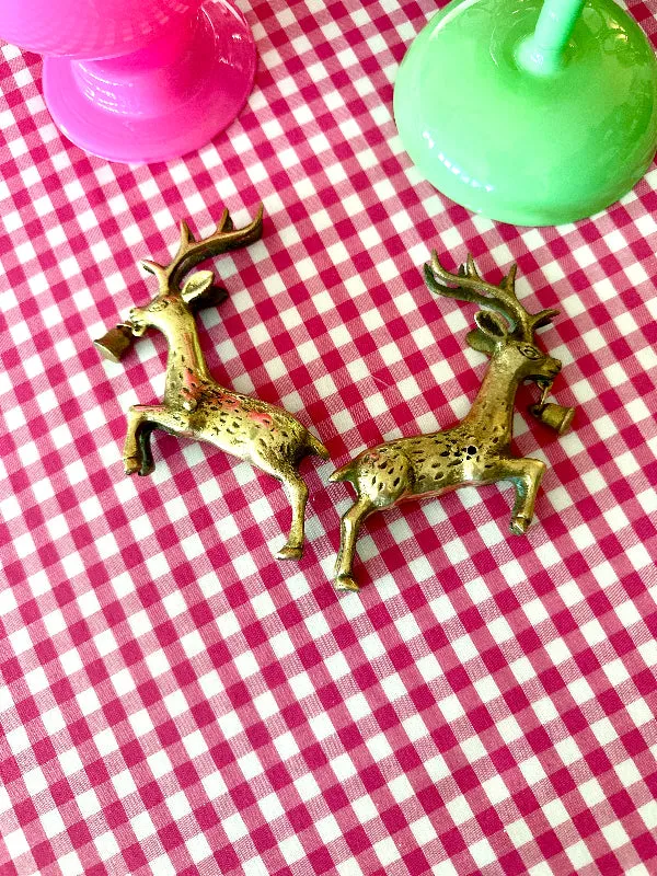 Vintage Brass Reindeer, Leaping with Bell In Mouth, 2 Available, Sold Separately