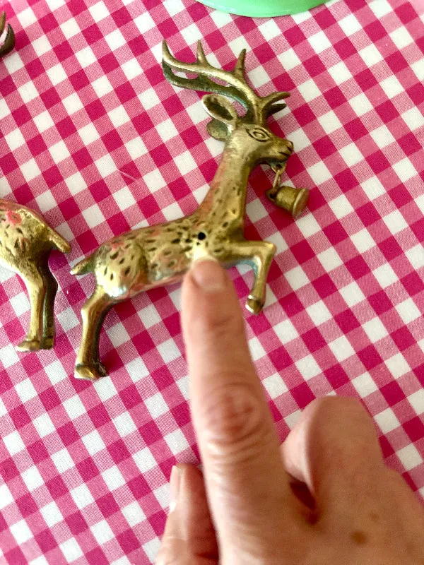 Vintage Brass Reindeer, Leaping with Bell In Mouth, 2 Available, Sold Separately