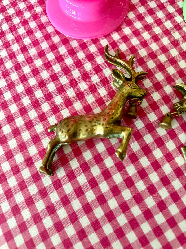 Vintage Brass Reindeer, Leaping with Bell In Mouth, 2 Available, Sold Separately