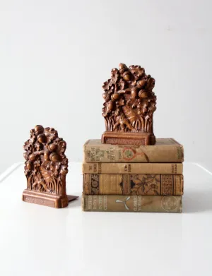 vintage Syroco style acorn bookends pair