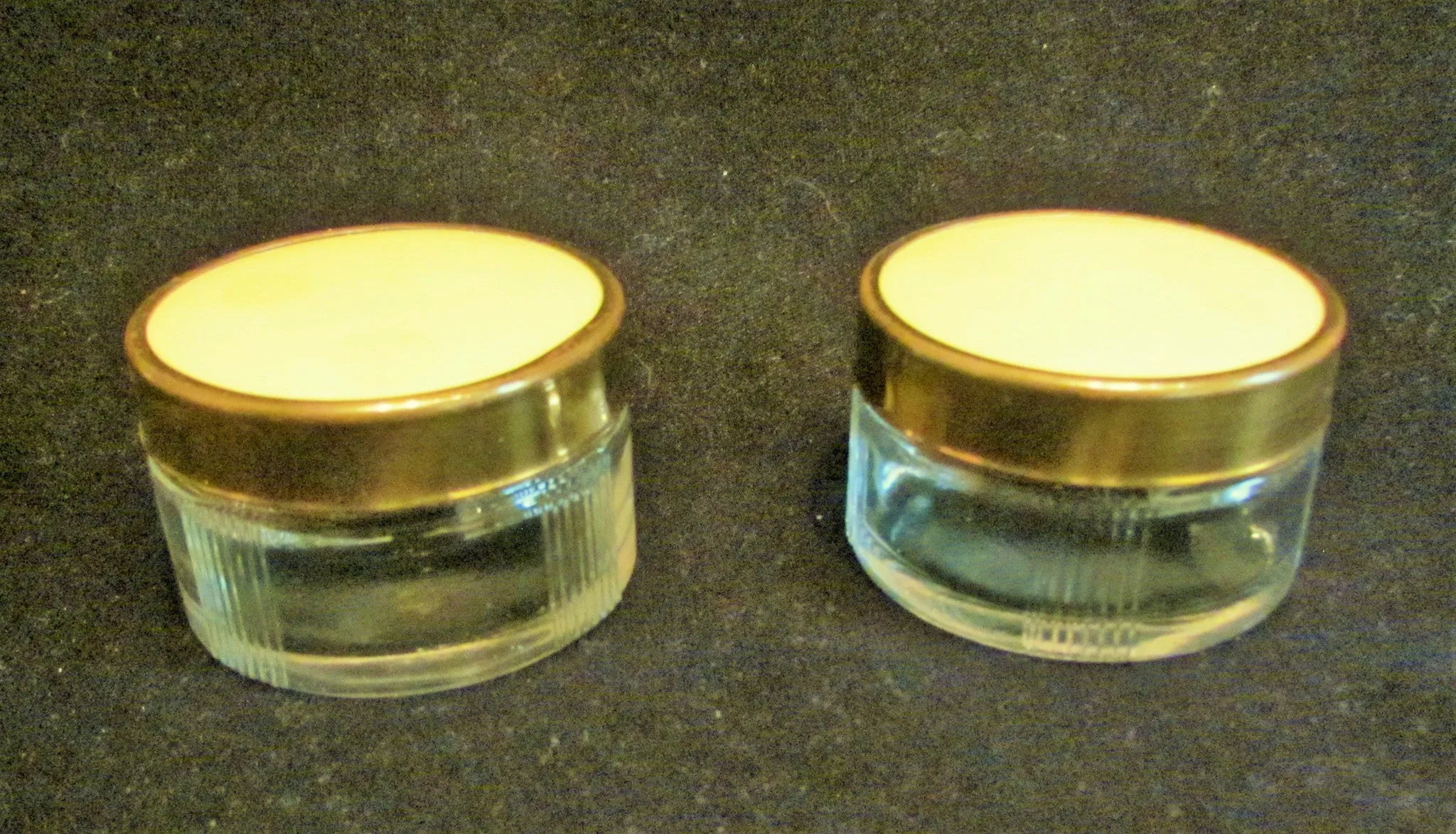 Vintage Vanity Jar Set Art Deco Powder Jars 1940s Guilloche Celluloid & Glass Trinket Holders