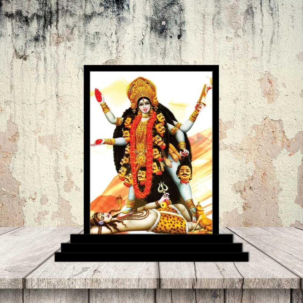 VPRINT QUALITY Goddess Kali Dashboard Idol - Traditional Mahakali Statue for Home Décor & Puja - Hindu Chamunda Goddess Bhadrakali Murti - 3x5 Inches