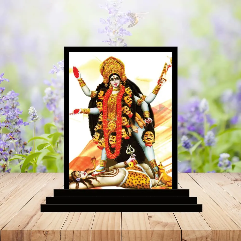 VPRINT QUALITY Goddess Kali Dashboard Idol - Traditional Mahakali Statue for Home Décor & Puja - Hindu Chamunda Goddess Bhadrakali Murti - 3x5 Inches