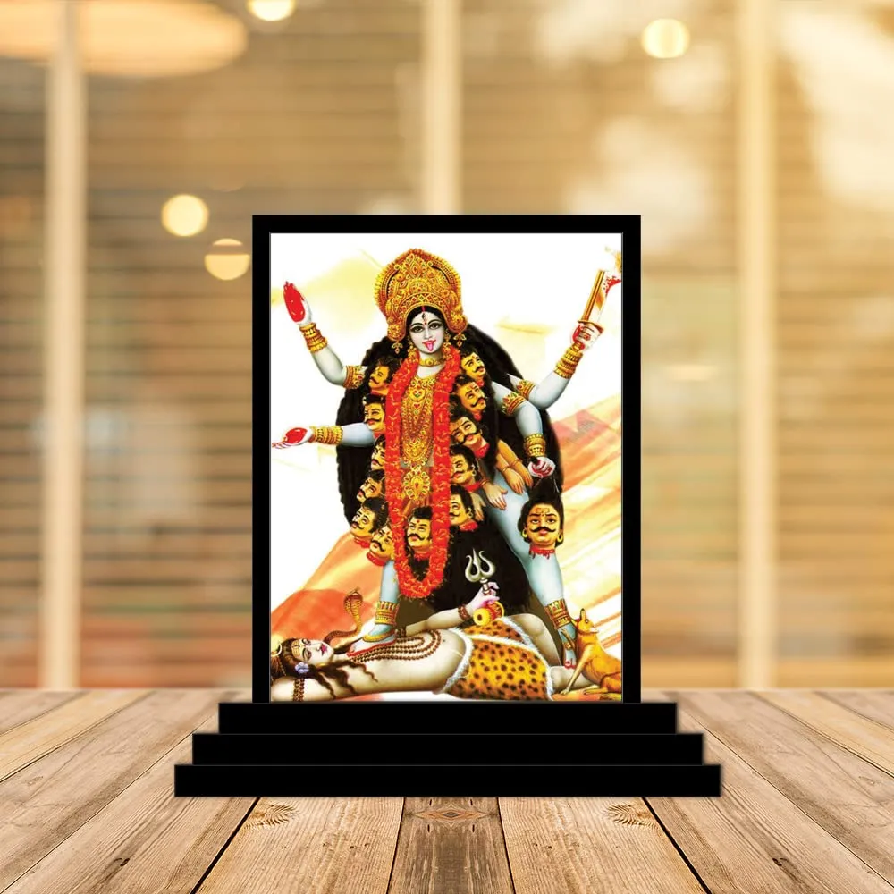 VPRINT QUALITY Goddess Kali Dashboard Idol - Traditional Mahakali Statue for Home Décor & Puja - Hindu Chamunda Goddess Bhadrakali Murti - 3x5 Inches