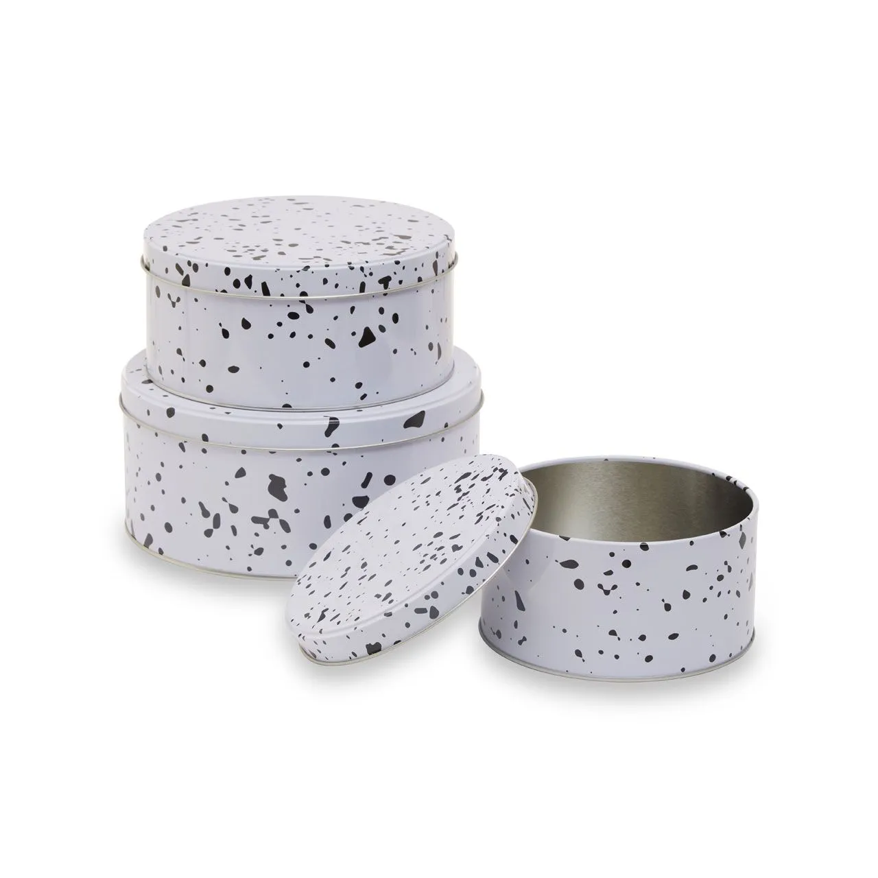 White Speckled Effect Storage Tins (Set of 3)