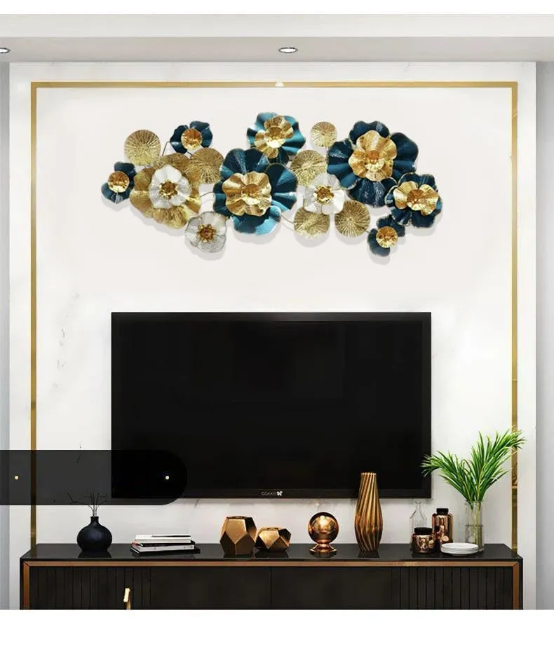 ZOVE Modern Handcrafted luxury Metal Wall Decor Perfect for Living Room//Drawing Room//Hotel // Restaurant // (Size : 43 X 20 INCH) (Colour : Multi)